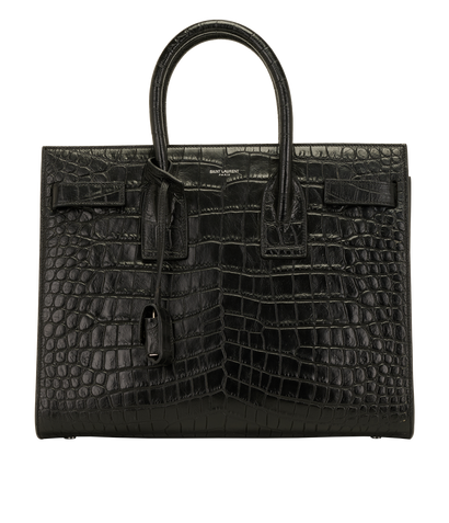 Medium Day Bag, &pound;1,200, Handbags, Black, Crocodile, Front view